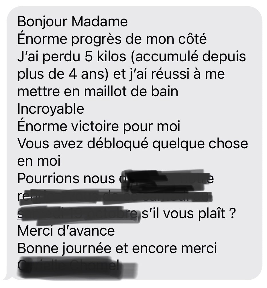 hypnose perte de poids : témoignage Cyrielle